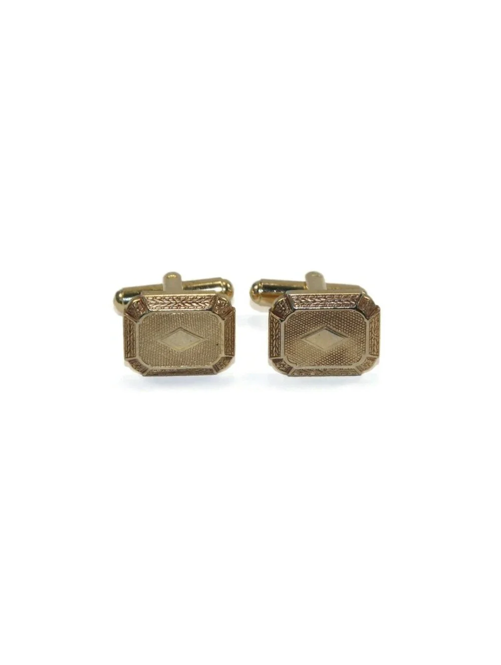 Vintage Textured Gold Tone Octagonal Cuff Links.
